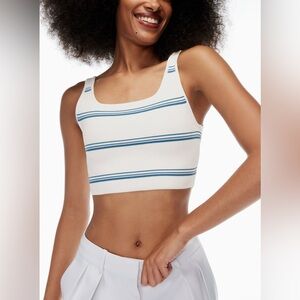 ARITZIA Babaton square neck crop tank white blue size M